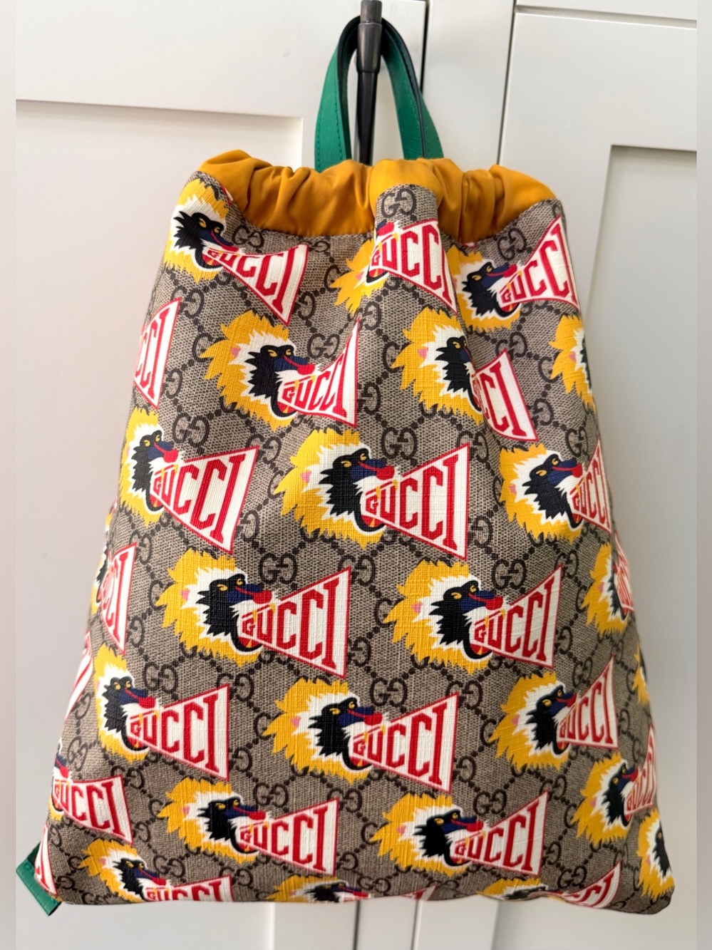 GUCCI GG Supreme Monkey Baboon Print Drawstring Backpack 550775 EUC + COA - Picture 13 of 14
